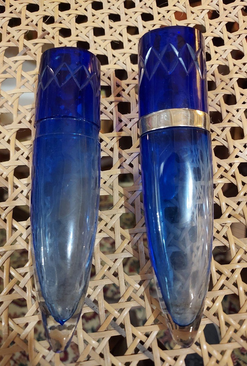 Pair Of Blue Baccarat Car / Carriage Bouquet Doors.