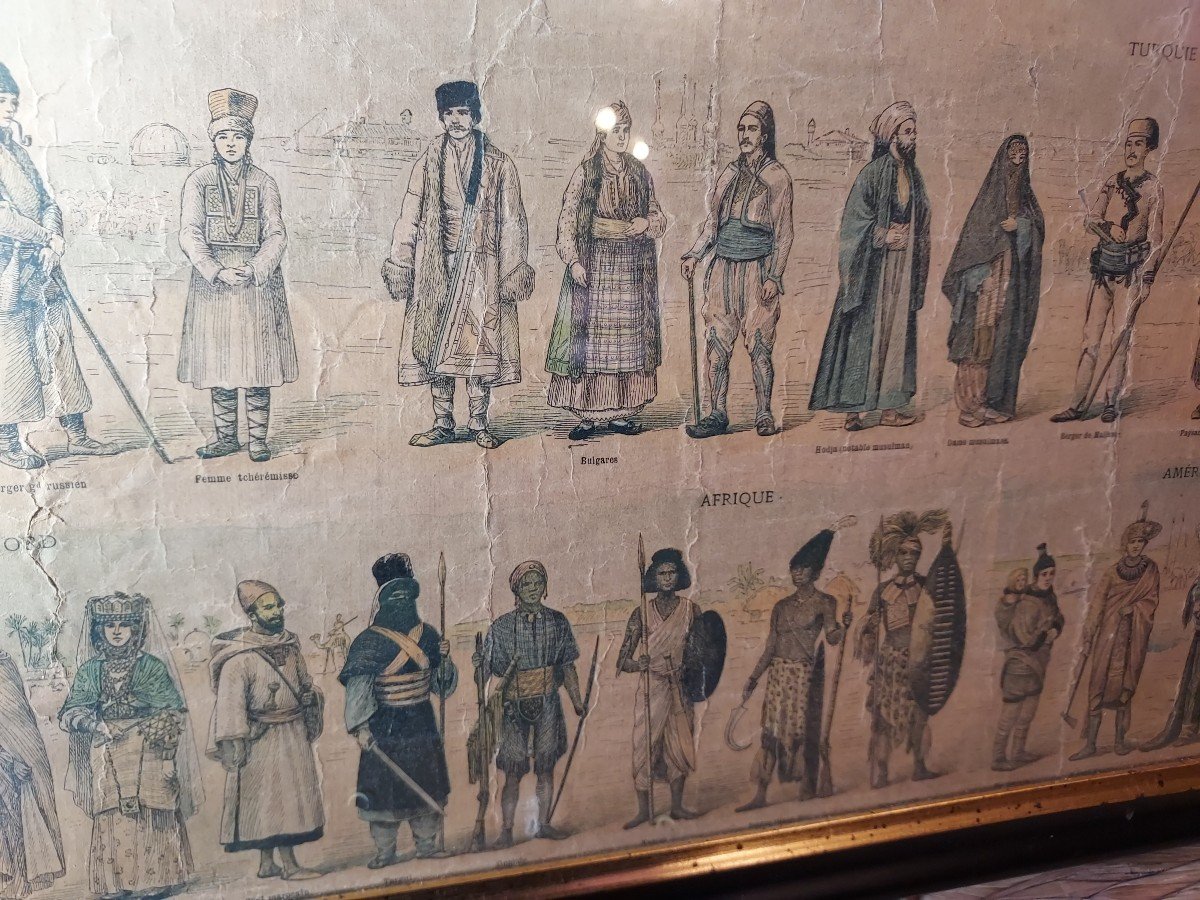 Old Map, World Map Le Petit Journal Costumes From Around The World.-photo-3
