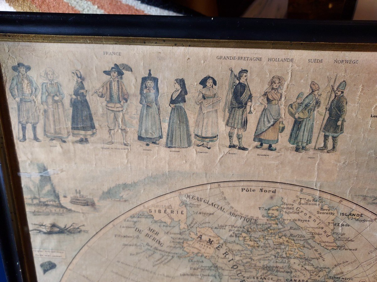 Old Map, World Map Le Petit Journal Costumes From Around The World.-photo-1