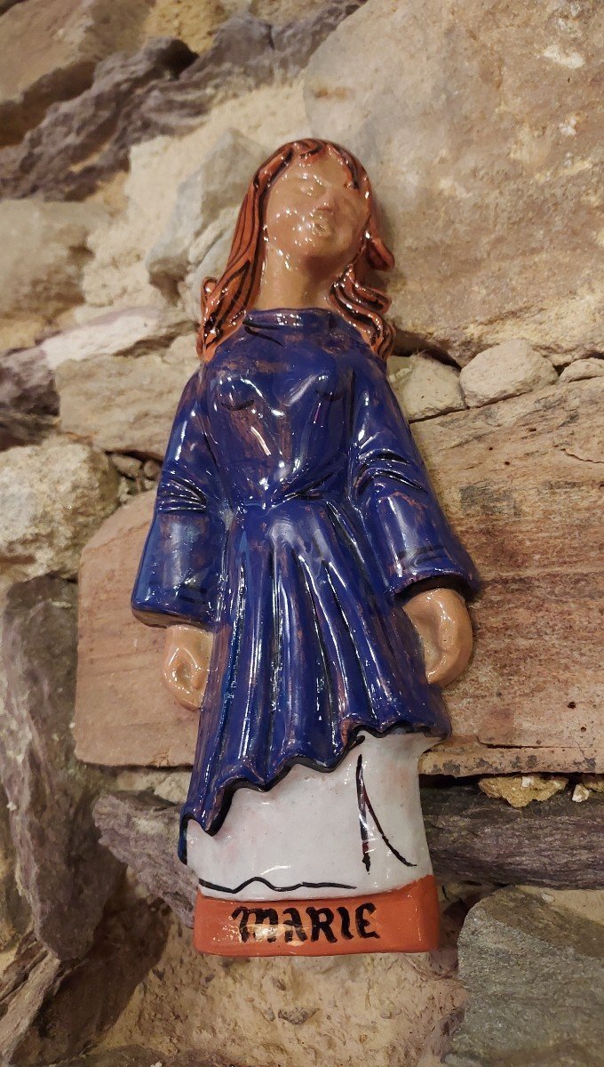 Marie Statuette d'Applique En Céramique Roland Tostivint (1933-2008)-photo-1