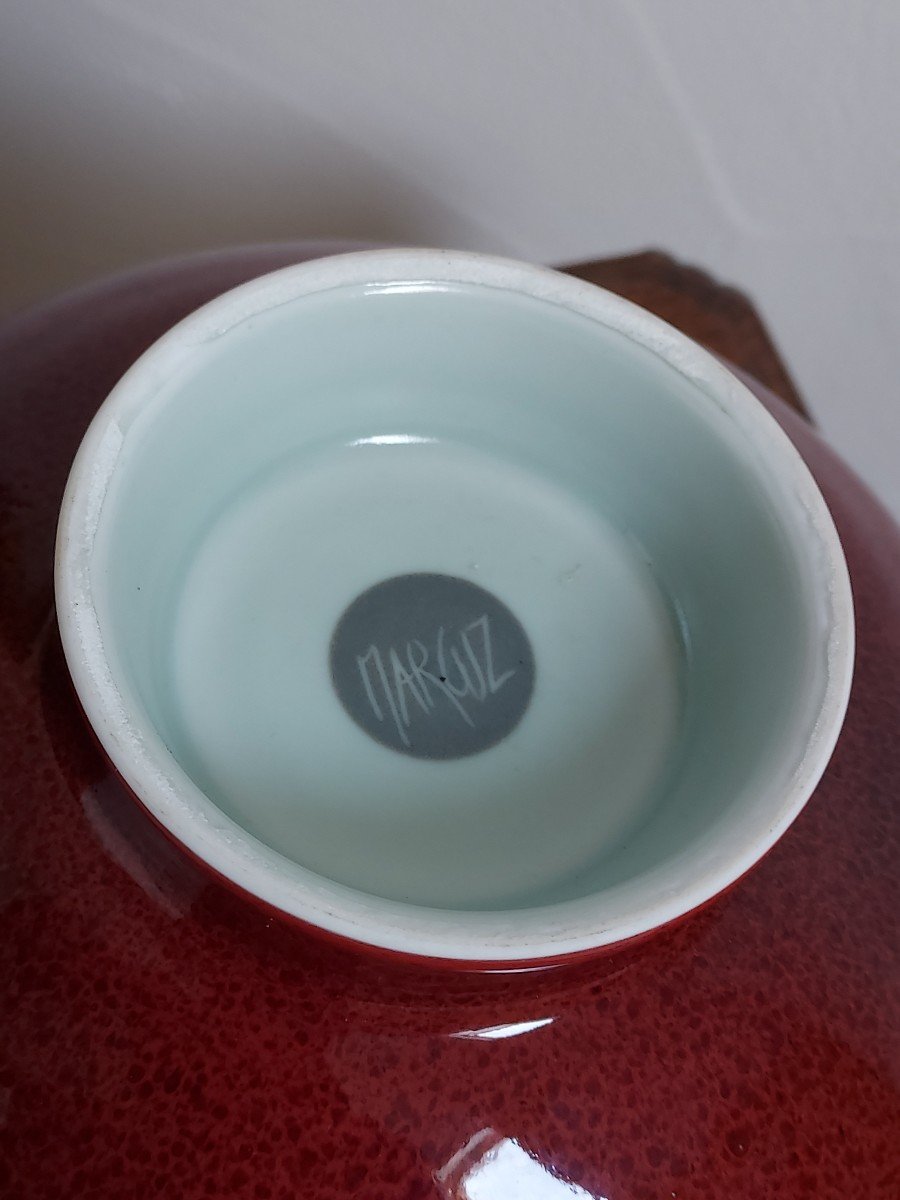 Marc Uzan Sang De Boeuf Red Porcelain Cup On Foot-photo-3