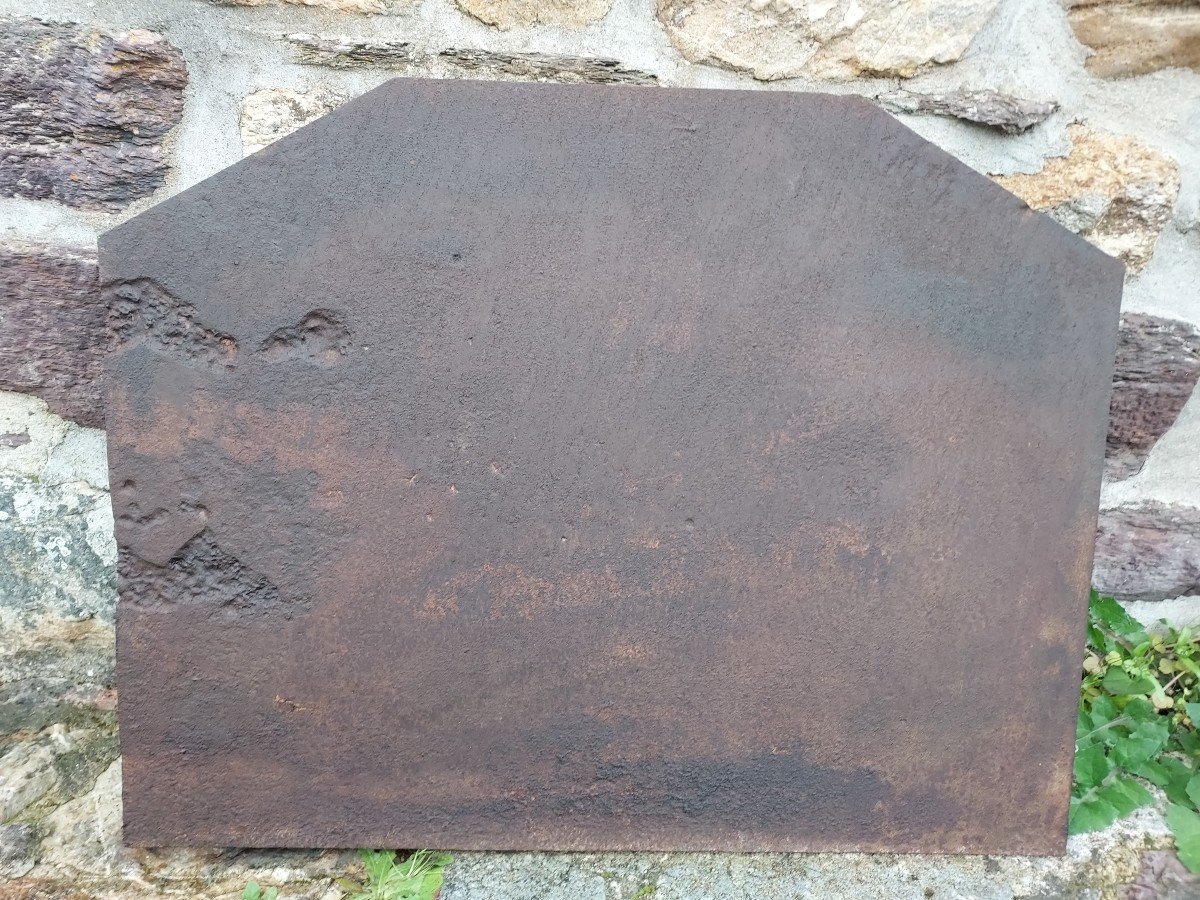 Breton Fireplace Plate In Cast Iron With Ermine And Breton Motto-photo-2