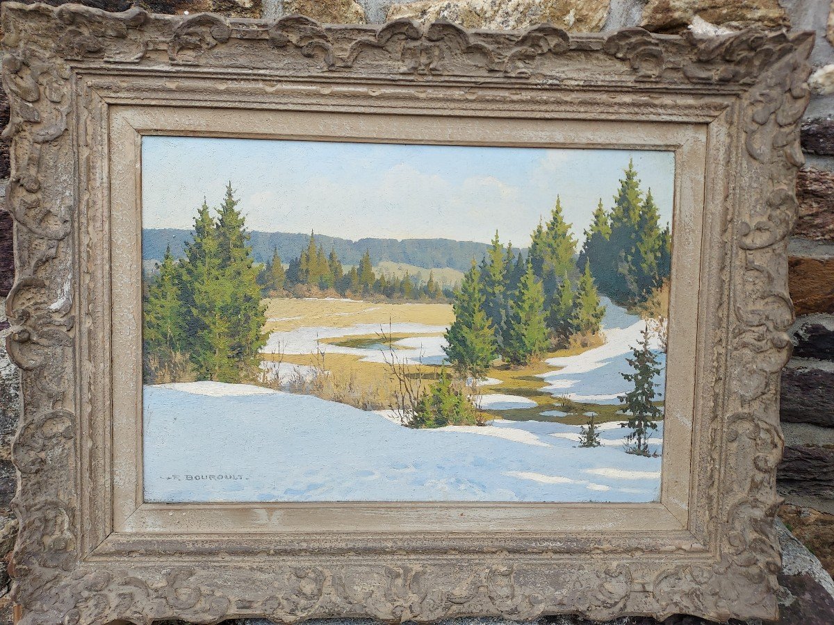 Robert Bouroult (1894-1975) Hst Paysage Enneigé -photo-4