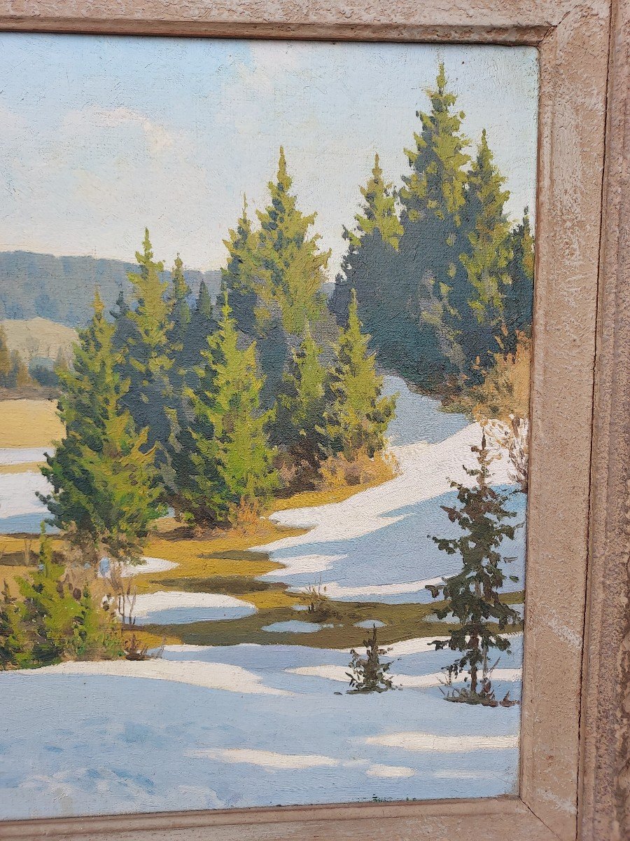 Robert Bouroult (1894-1975) Hst Paysage Enneigé -photo-3