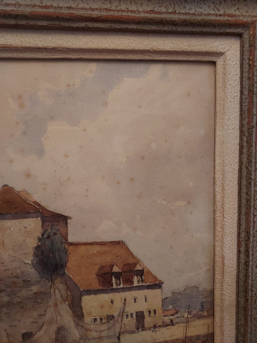 Tableau Honfleur La Lieutenance Aquarelle De Francois Renouard (1881-1962)-photo-3
