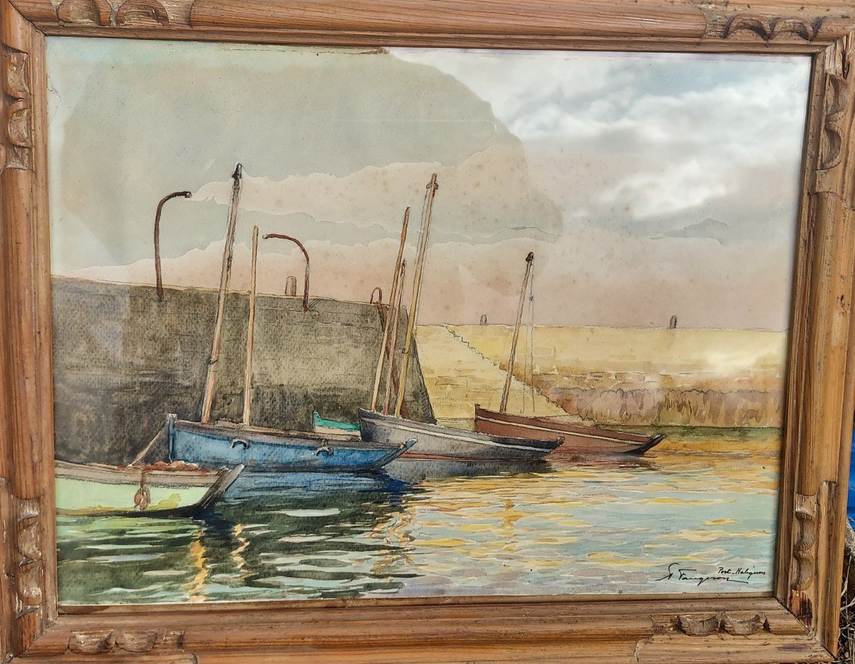Port-haliguen Morbihan By Adolphe Faugeron (1866-1944)