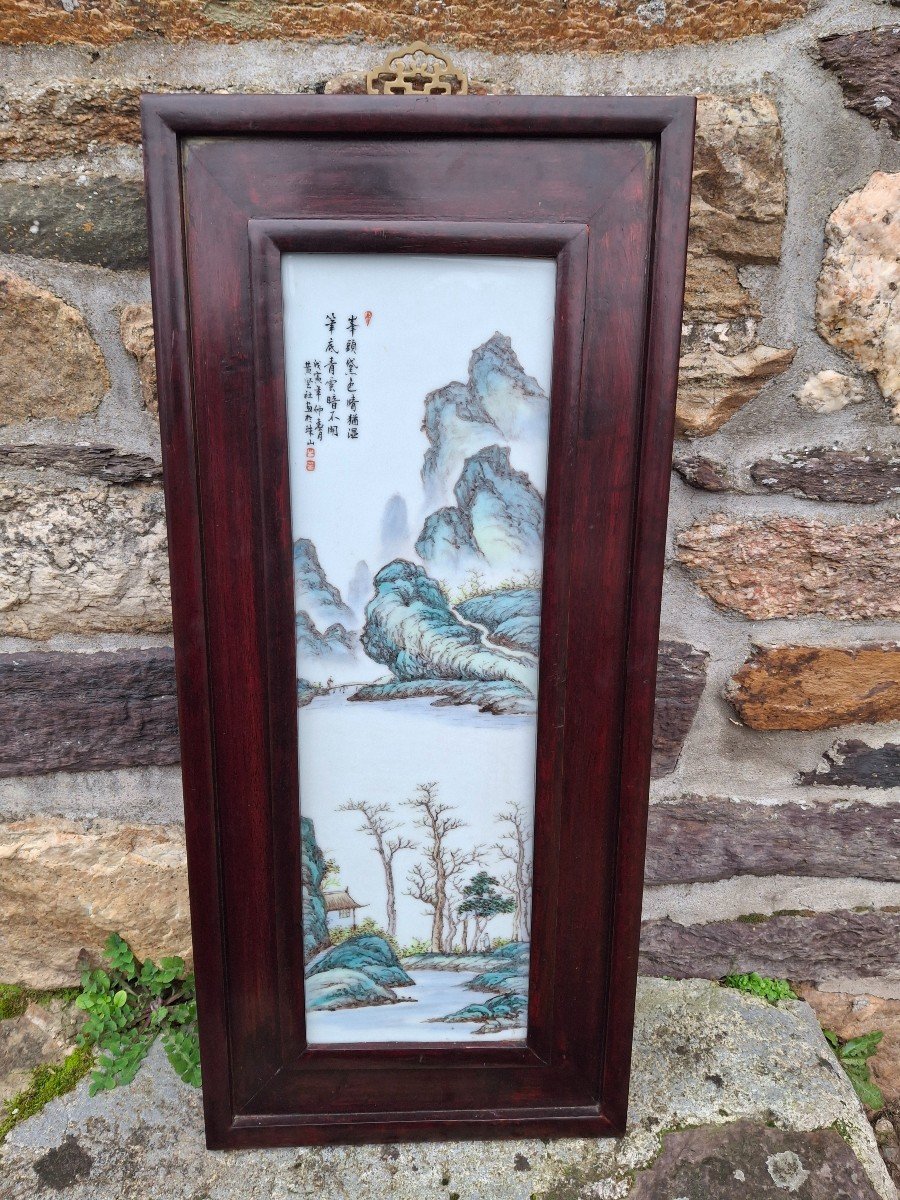 Grande Plaque En Porcelaine De Chine Famille Rose-photo-2