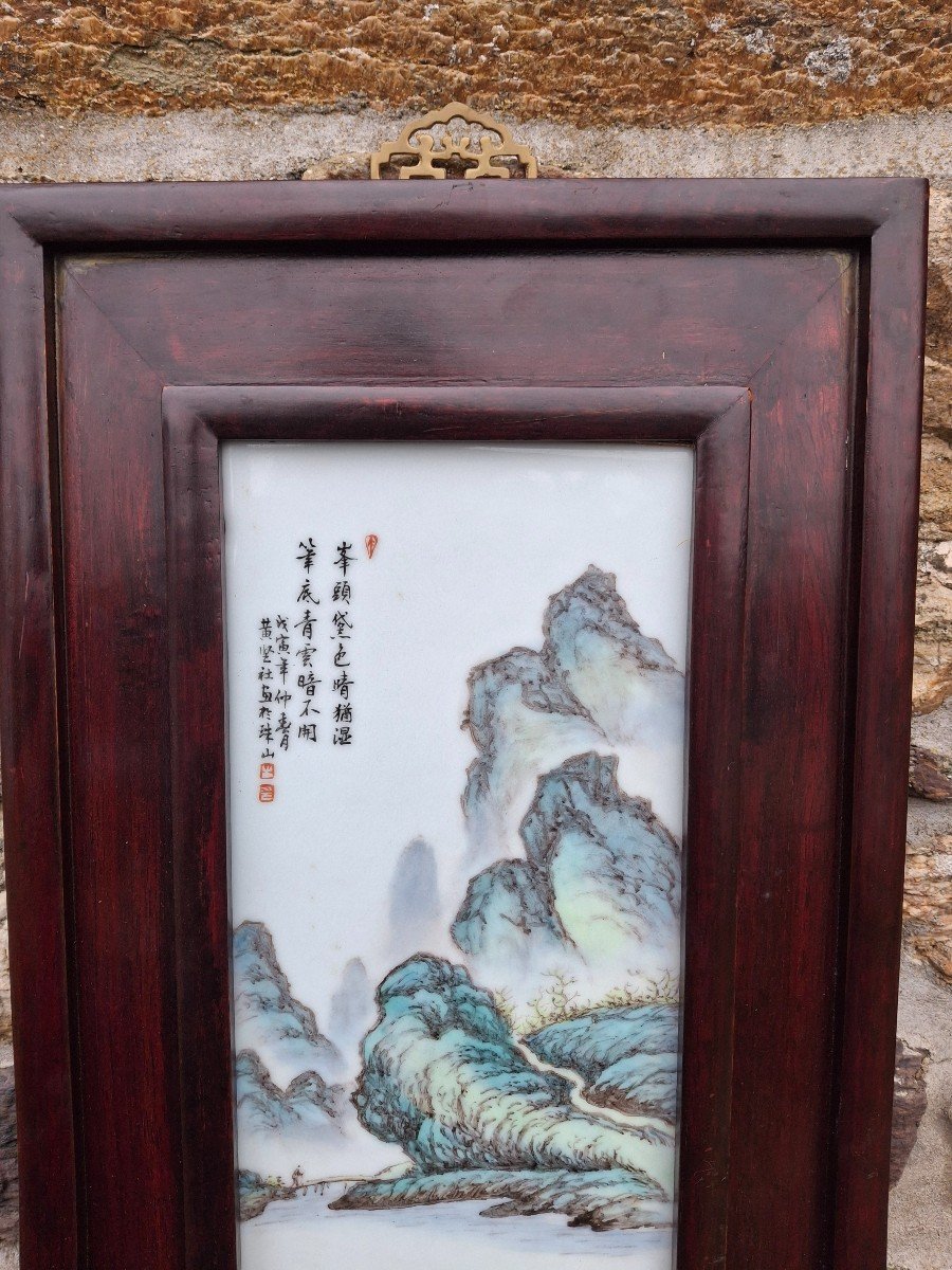 Grande Plaque En Porcelaine De Chine Famille Rose-photo-1