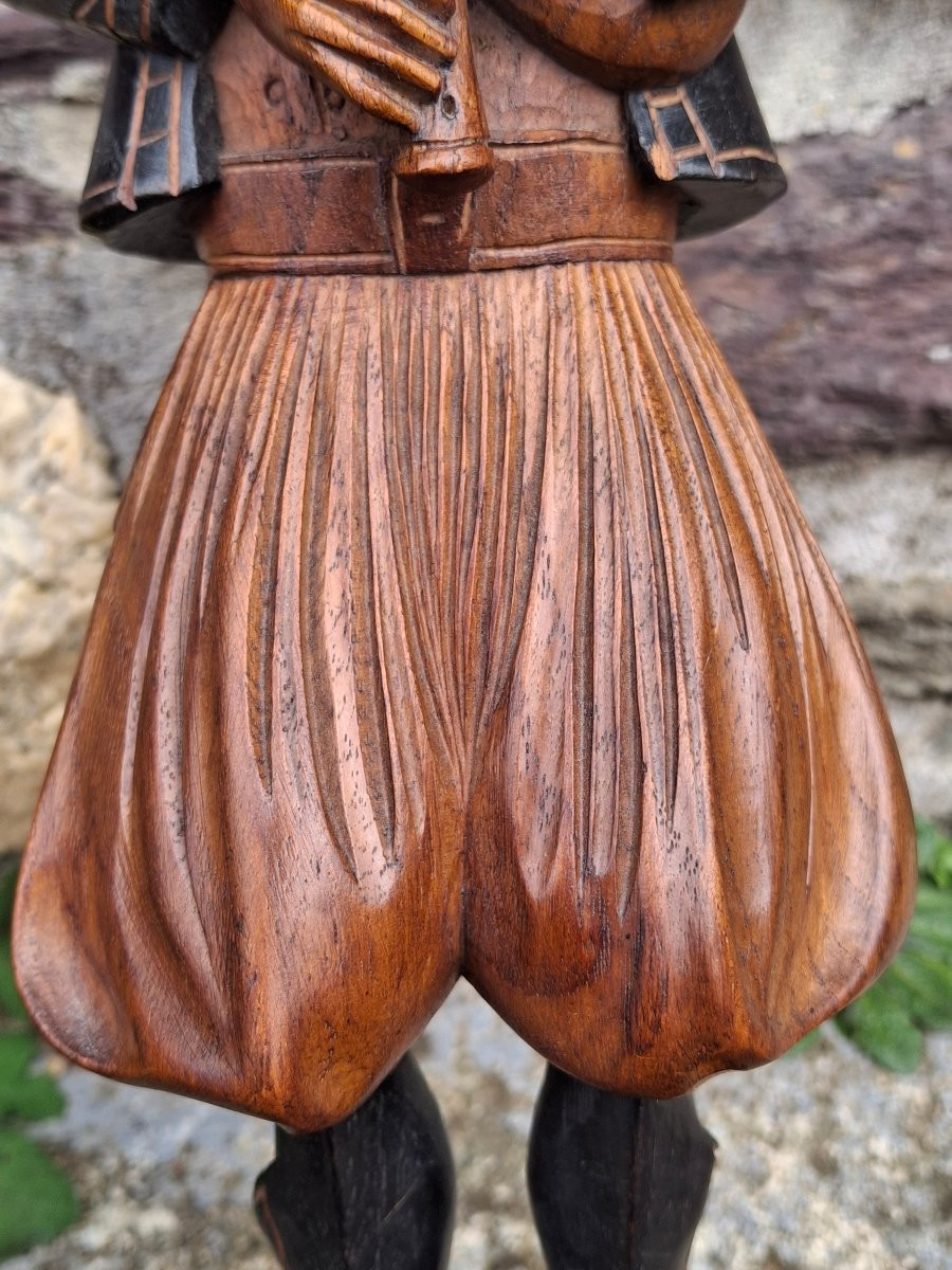 Couple De Bretons en costume Bois Sculptée Bicolore  Lannion-photo-5