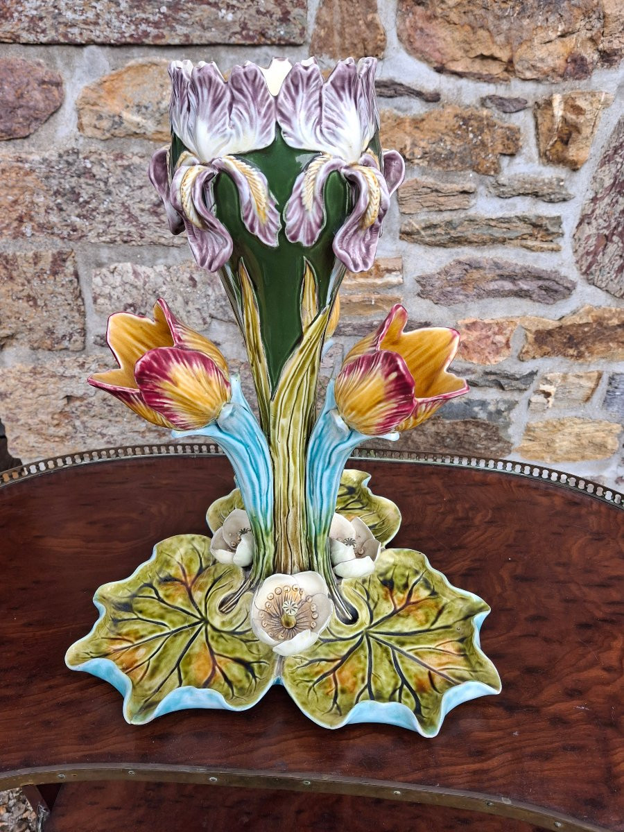 Faïencerie d'Onnaing Centre De Table Tulipière En Barbotine-photo-2