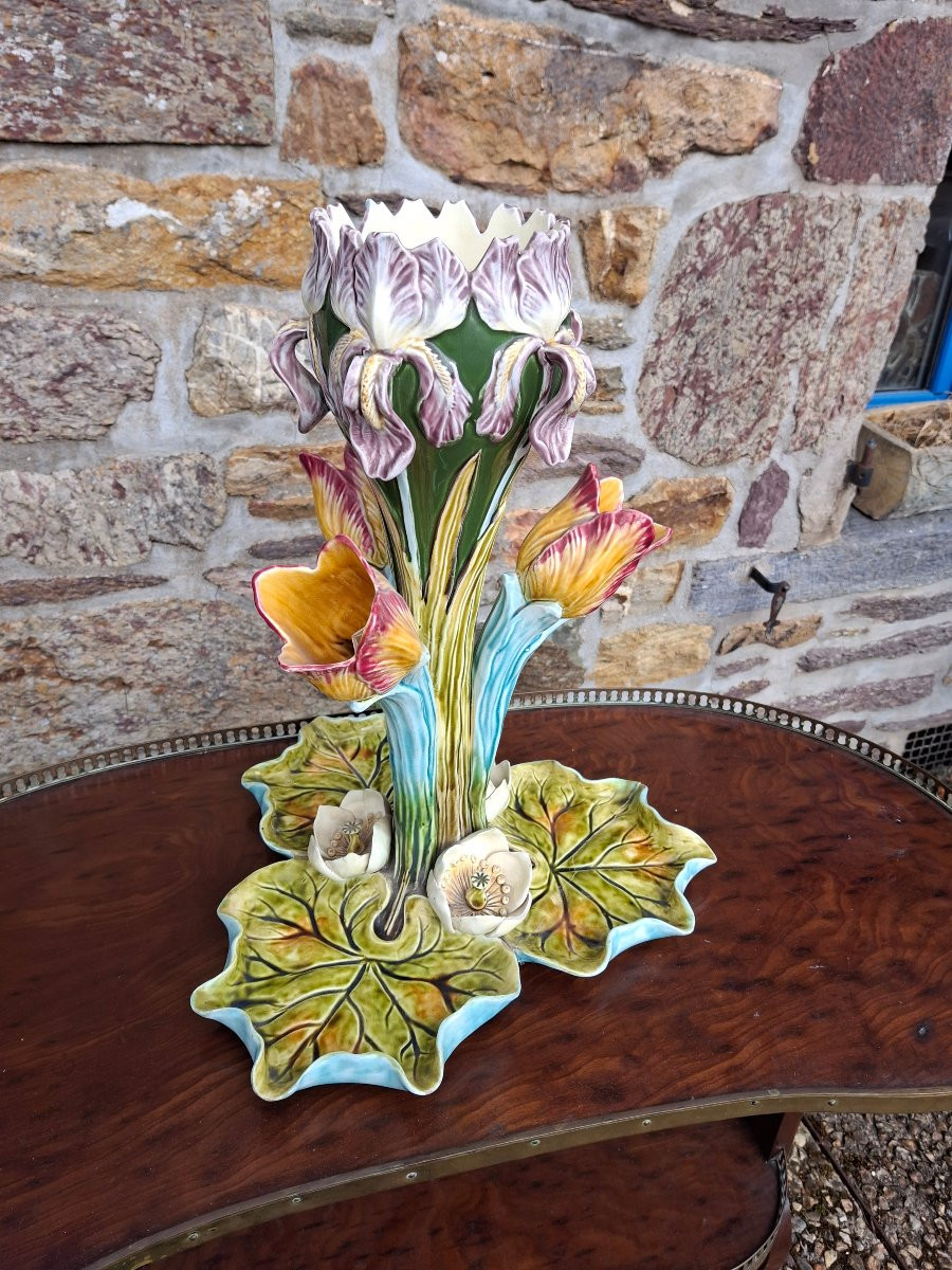 Faïencerie d'Onnaing Centre De Table Tulipière En Barbotine-photo-4