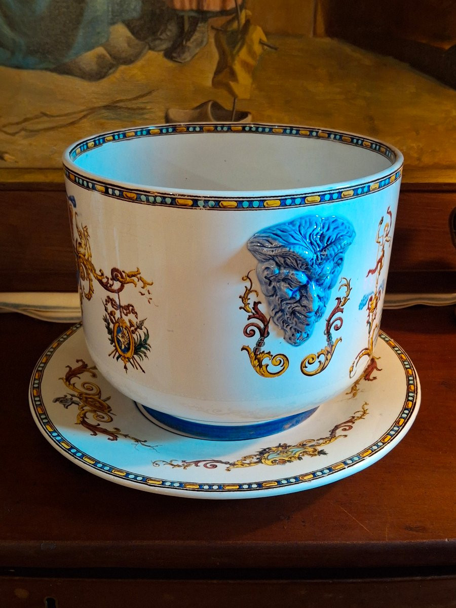Large Gien Diane Chasseresse Planter, Late 19th Century -photo-4