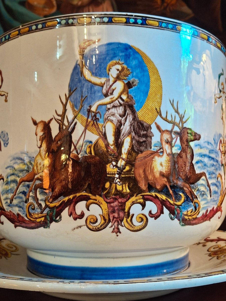 Large Gien Diane Chasseresse Planter, Late 19th Century -photo-4