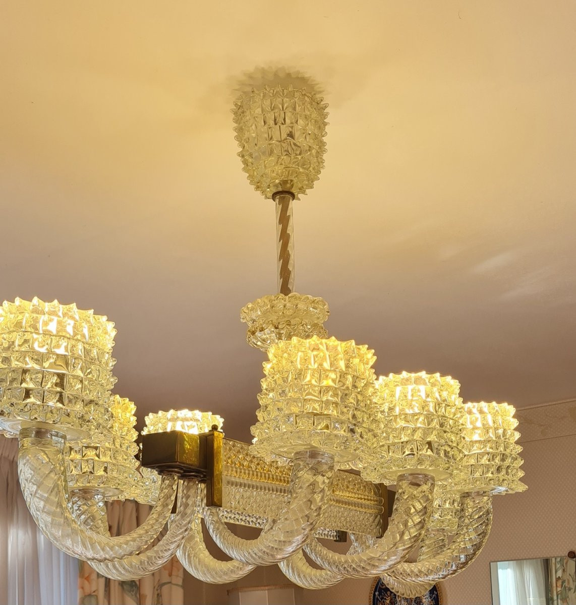 Lustre Murano barovier et toso 8 bras de lumière -photo-3