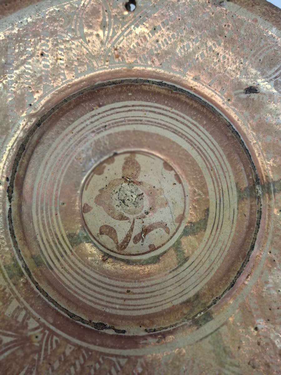 Hispano-moresque Dish In Central Umbilicus Spain Manises 16th Century-photo-4