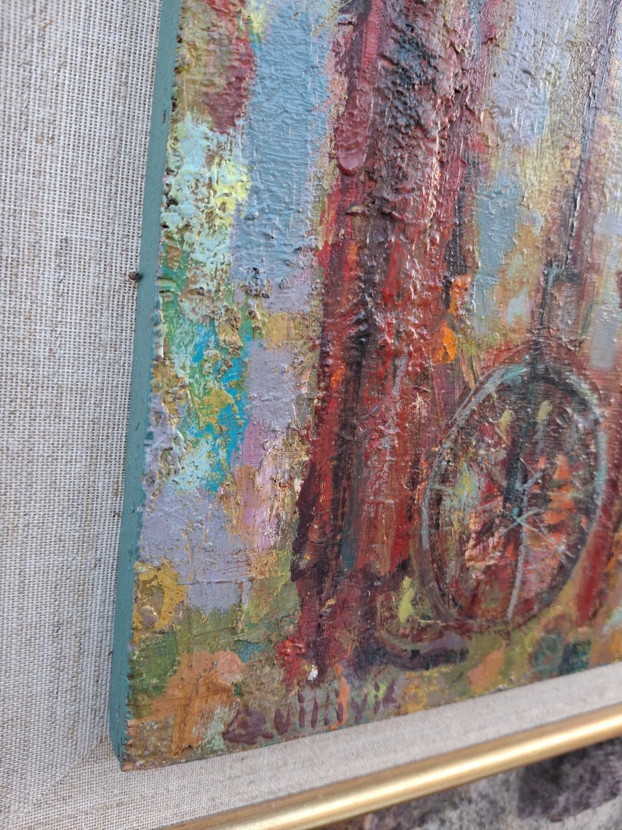 René Quillivic (1879-1969) huile sur bois le monocycle girafe-photo-4