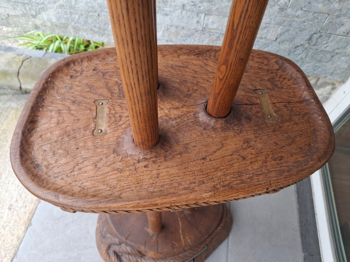 Brutalist Coat Rack In Carved Wood-photo-2