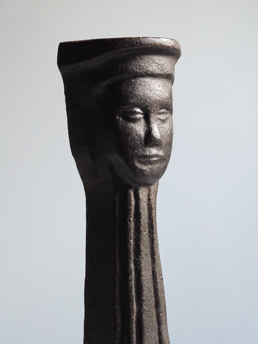 Paire de chenets antropomorphes en fonte -photo-1