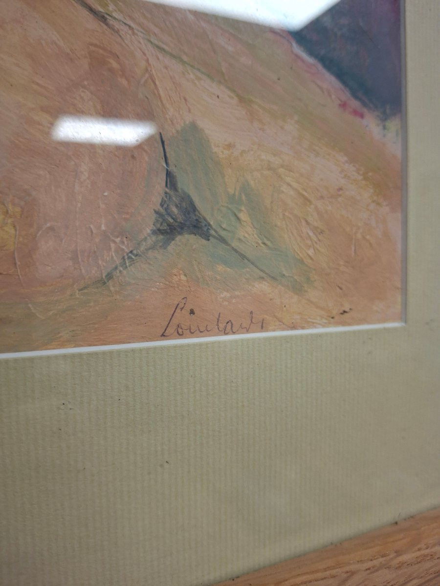 Francois Lombardi Painting Of A Reclining Nude Woman, Oil On Paper-photo-1