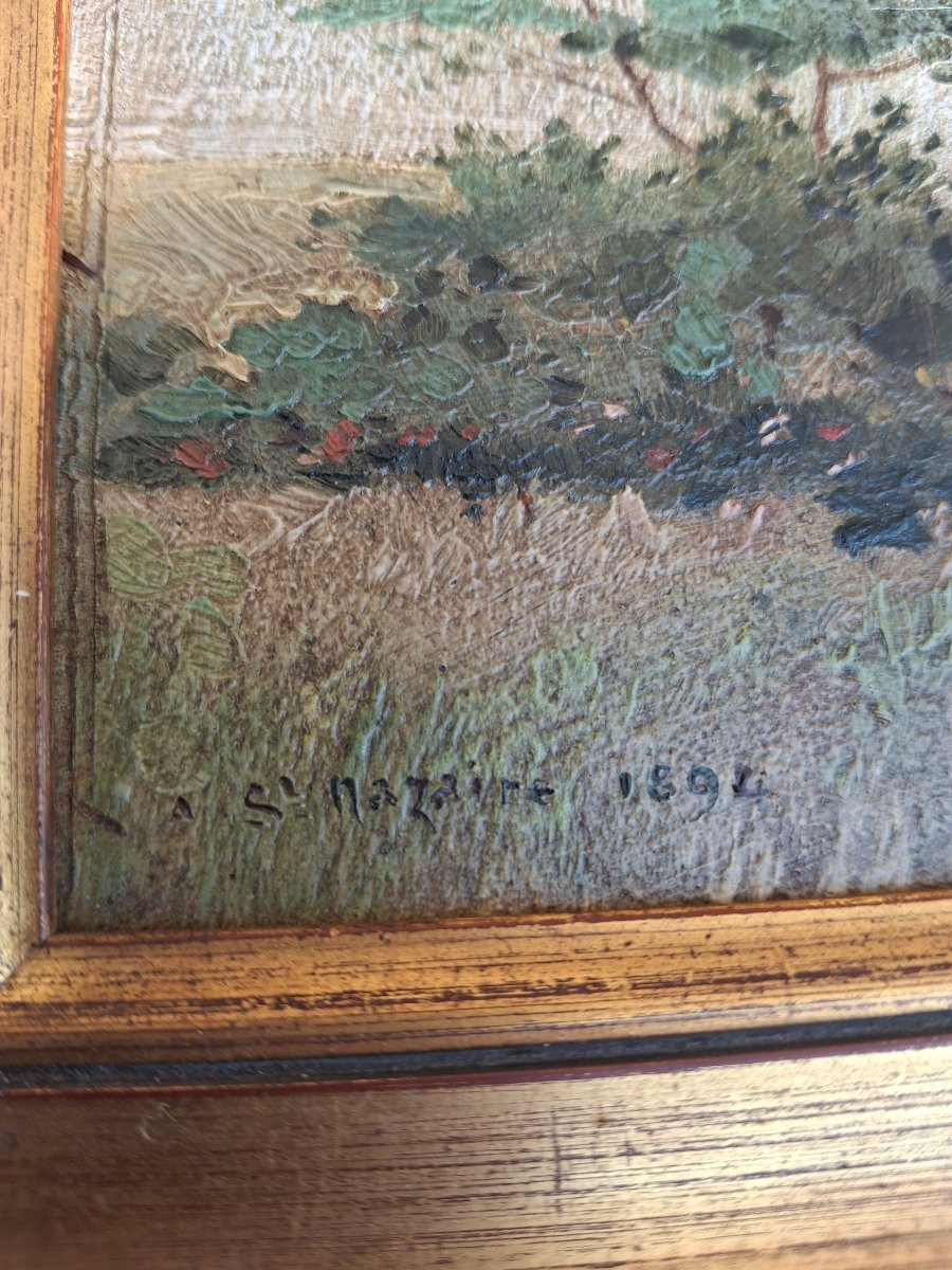 Oil Painting On Wood, Saint-nazaire, 1894, 19th Century -photo-2