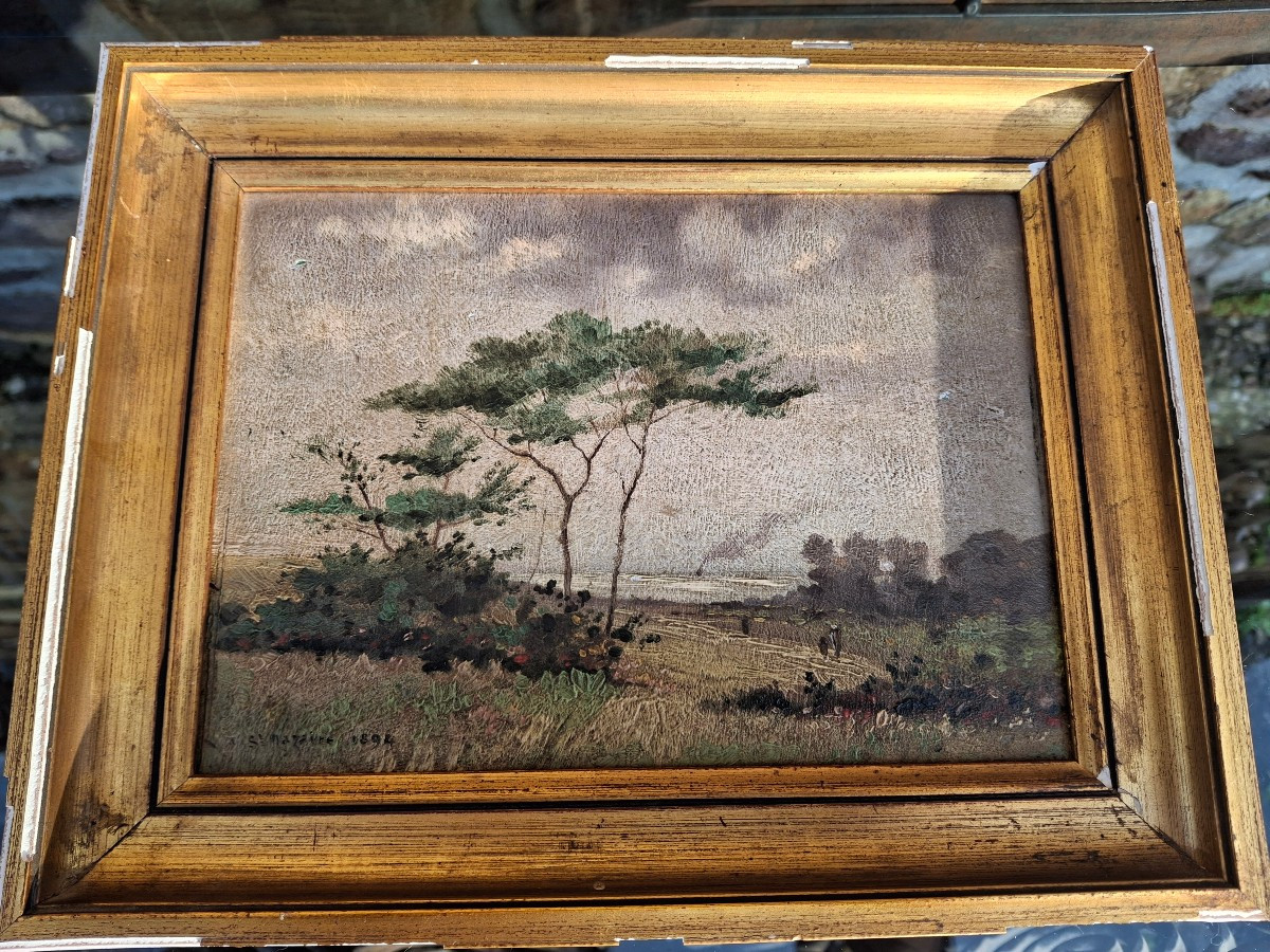 Oil Painting On Wood, Saint-nazaire, 1894, 19th Century 