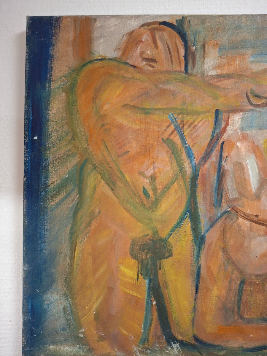 Tableau Jacques deshaies (1941-2005) Nus huile sur toile -photo-2