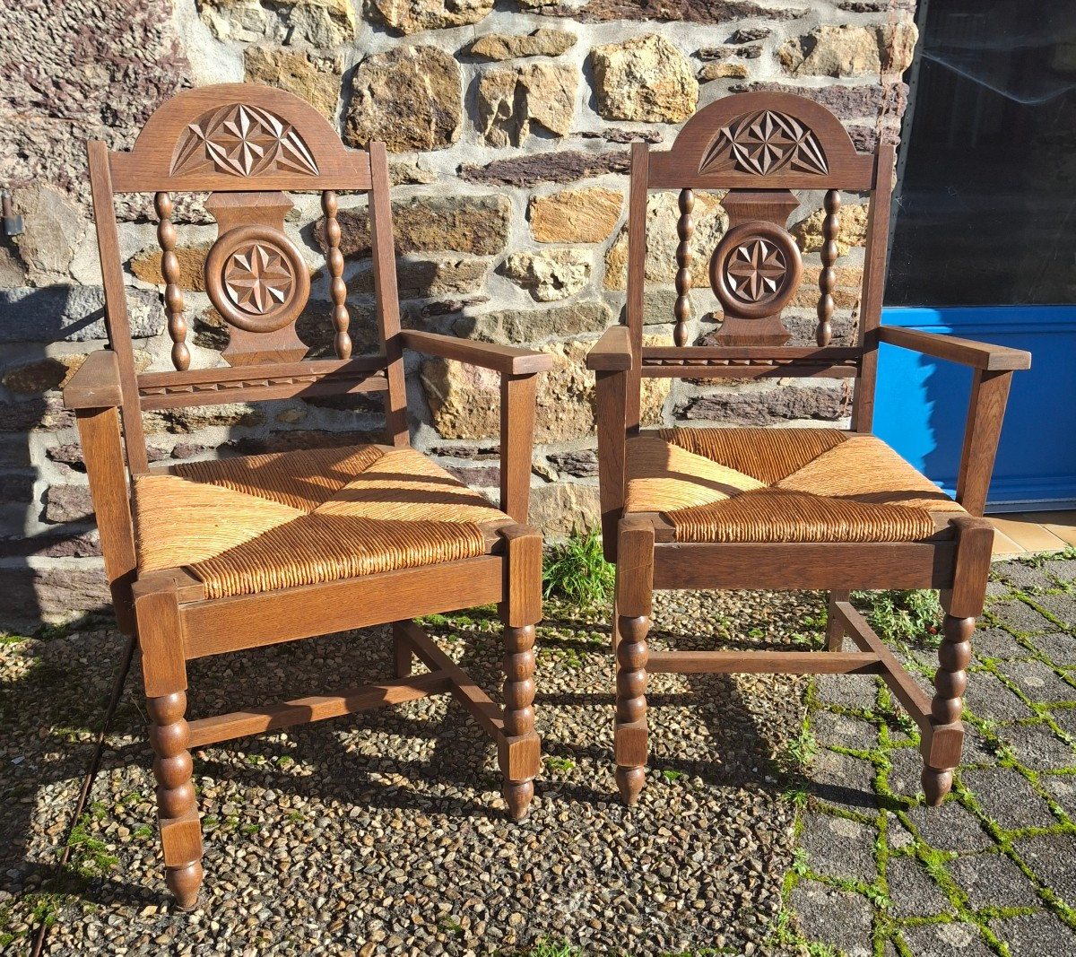 Paire de fauteuils neo-bretons brutalistes