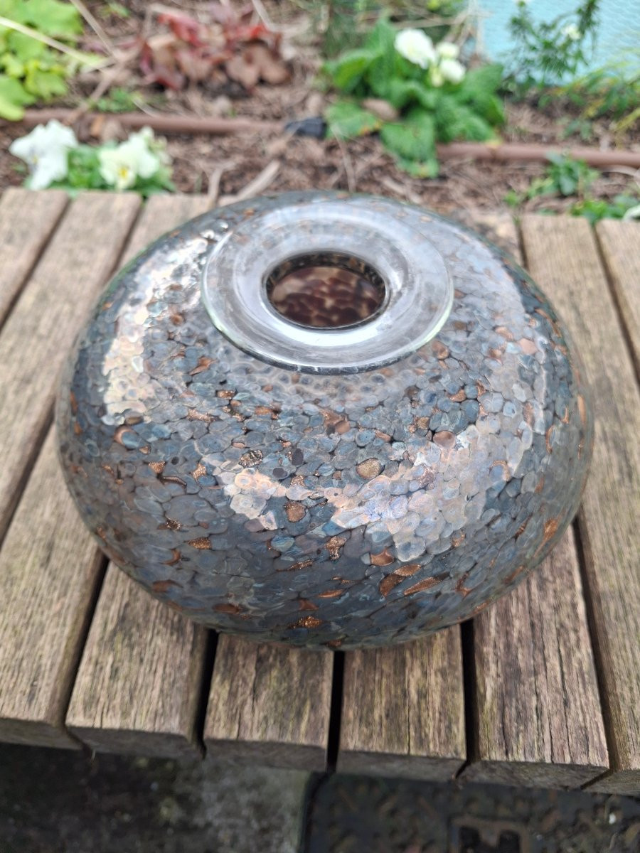 Jean-claude Novaro Vase With A Flattened Body And Gold Inclusion-photo-2