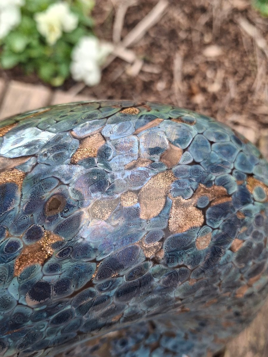 Jean-claude Novaro Vase With A Flattened Body And Gold Inclusion-photo-2