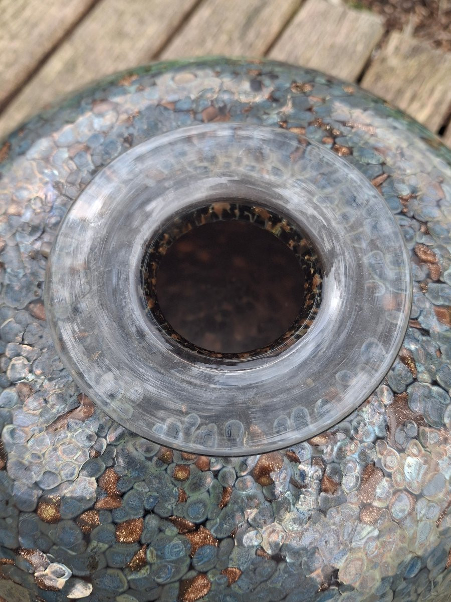 Jean-claude Novaro Vase With A Flattened Body And Gold Inclusion-photo-4