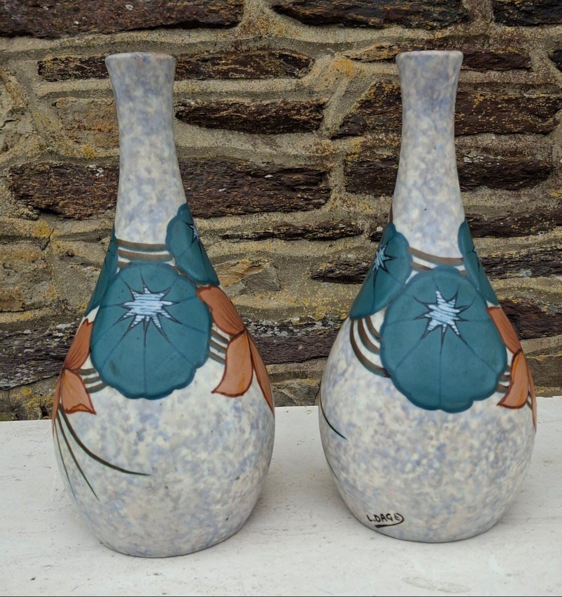 Paire de vases art déco Louis Dage (1885-1963)-photo-2