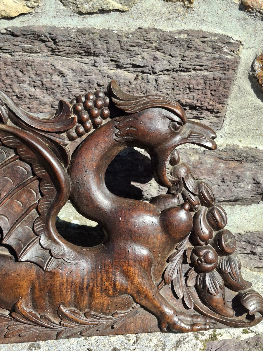 Fronton Neo-Renaissance Bas relief représentant le diable dans le gout de Hugues Sambin-photo-2