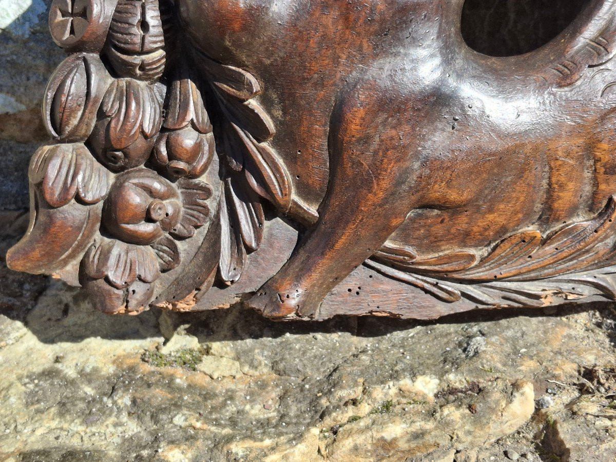 Fronton Neo-Renaissance Bas relief représentant le diable dans le gout de Hugues Sambin-photo-1