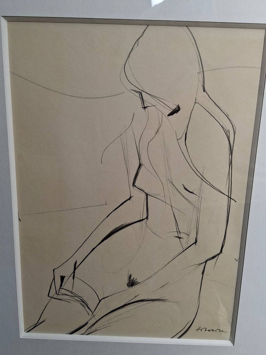Nude Female Drawing By Camille Hilaire (1916-2004)-photo-2