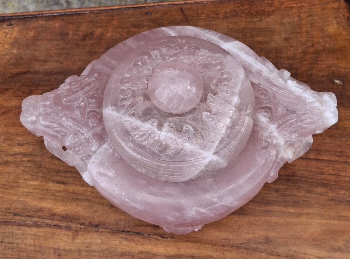 China Perfume Burner Rose Quartz Early 20th Century-photo-2