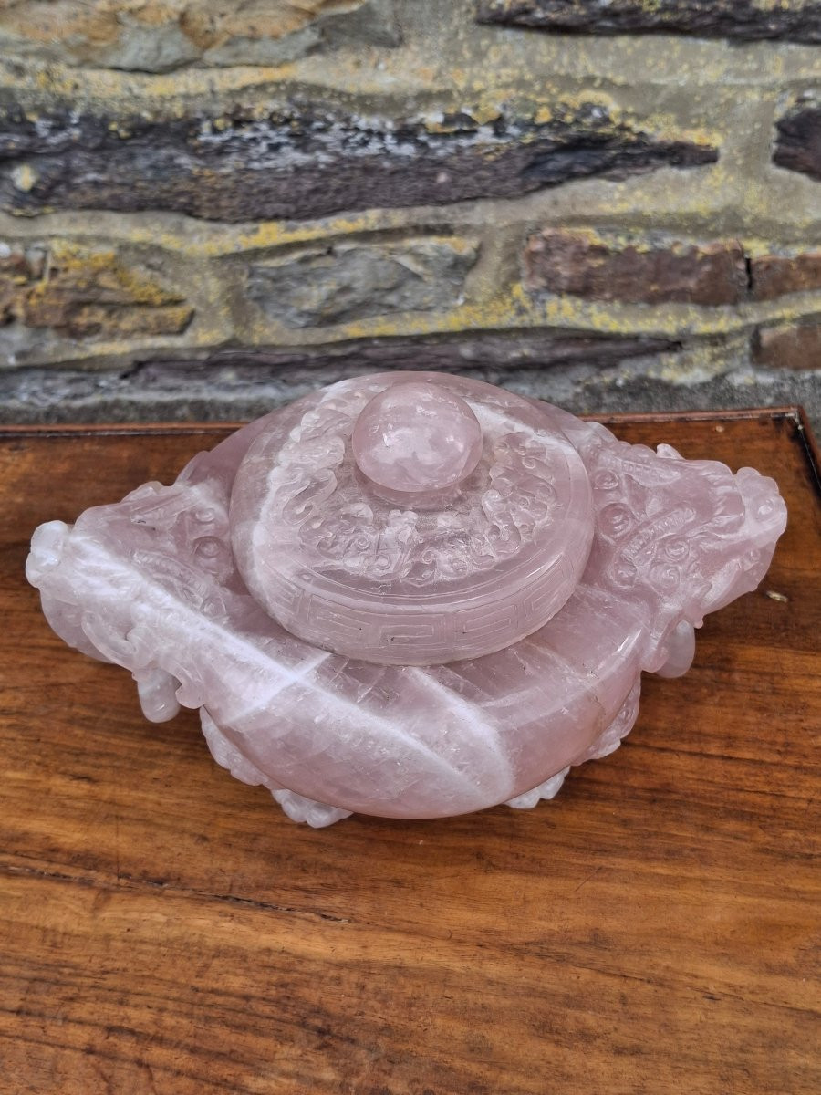 China Perfume Burner Rose Quartz Early 20th Century-photo-1