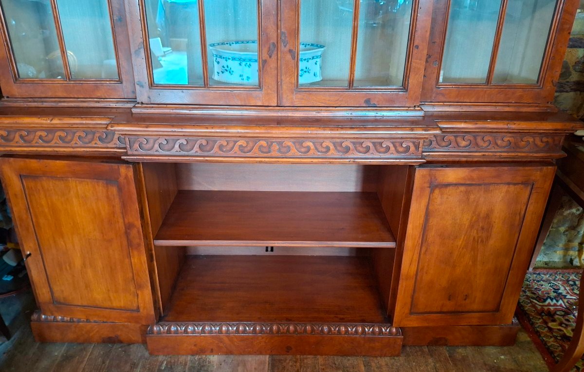 English Two-part Carved Wooden Display Bookcase-photo-3