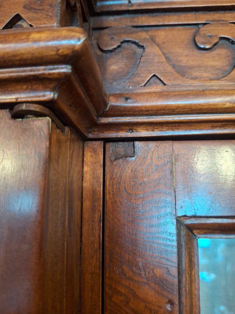 English Two-part Carved Wooden Display Bookcase-photo-4