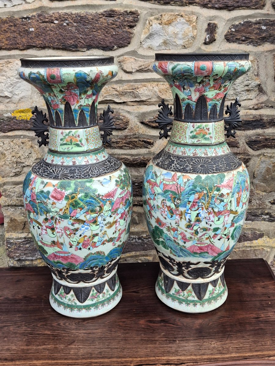 Pair Of Large Nankin Vases, Late 19th Century -photo-1