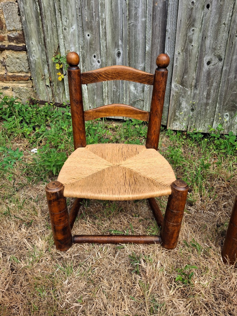 Paire de chaises basses dudouyt assise paille-photo-3