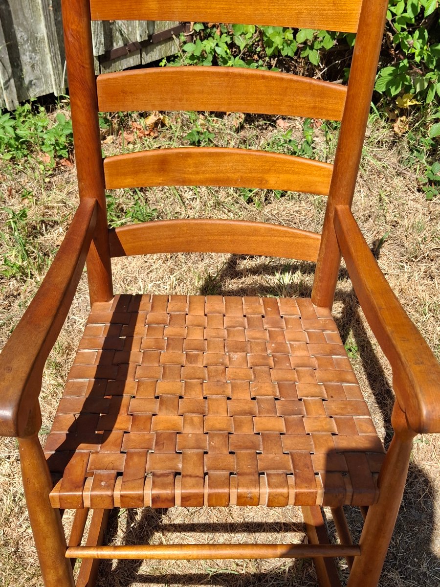 Rocking chair bois et cuir-photo-4