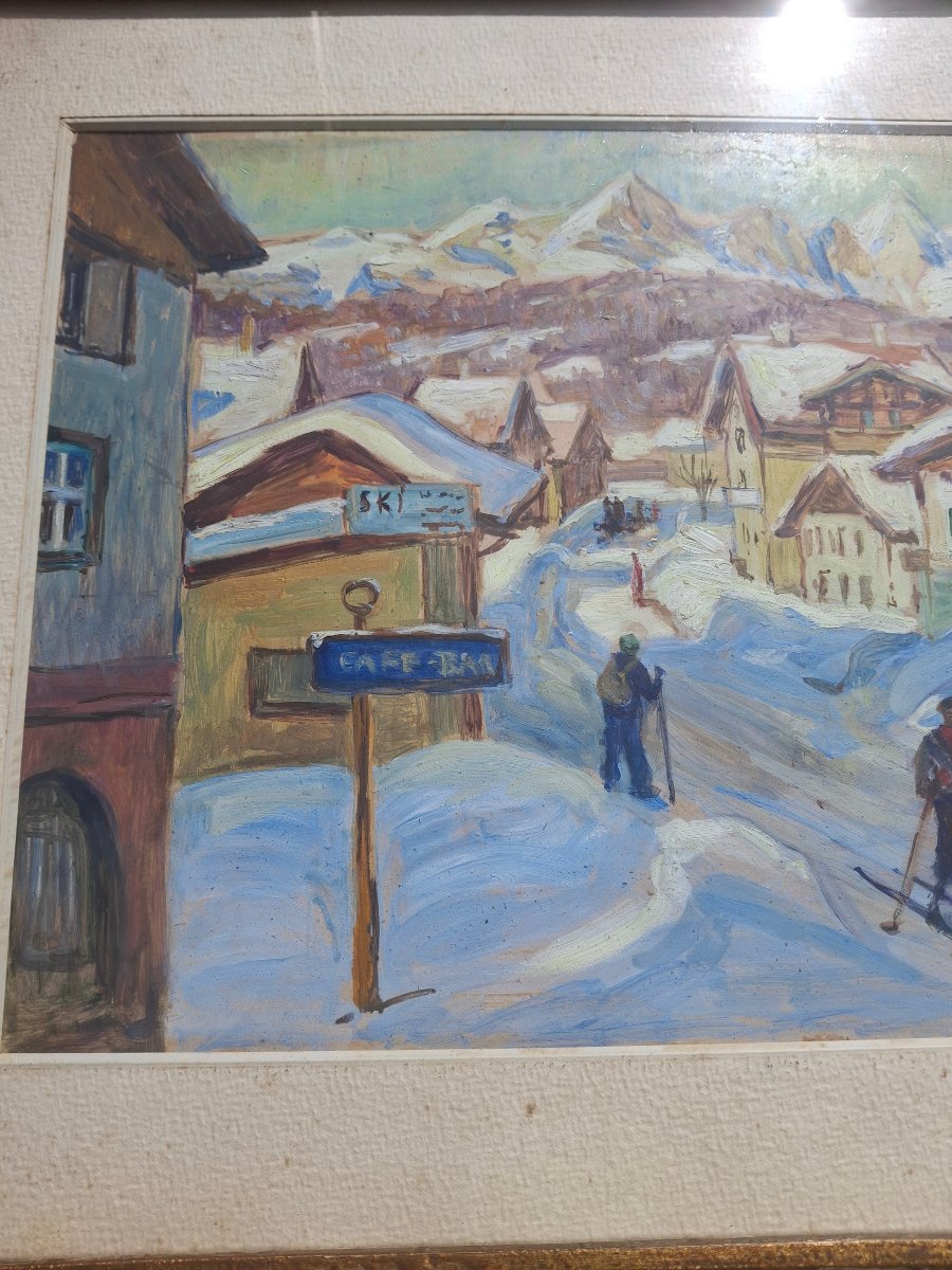 Tableau scène hivernale à Seefeld (Autriche) en 1937 par Emmy leuze-hirchfeld -photo-4