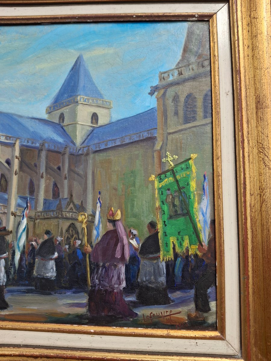 Oil On Canvas, Tréguier, "pardon De La Saint-yves," 1950-photo-2