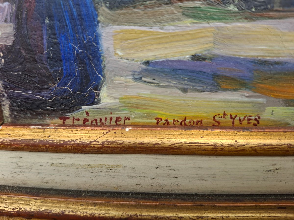 Oil On Canvas, Tréguier, "pardon De La Saint-yves," 1950-photo-4