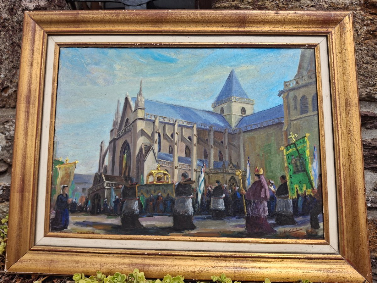 Oil On Canvas, Tréguier, "pardon De La Saint-yves," 1950