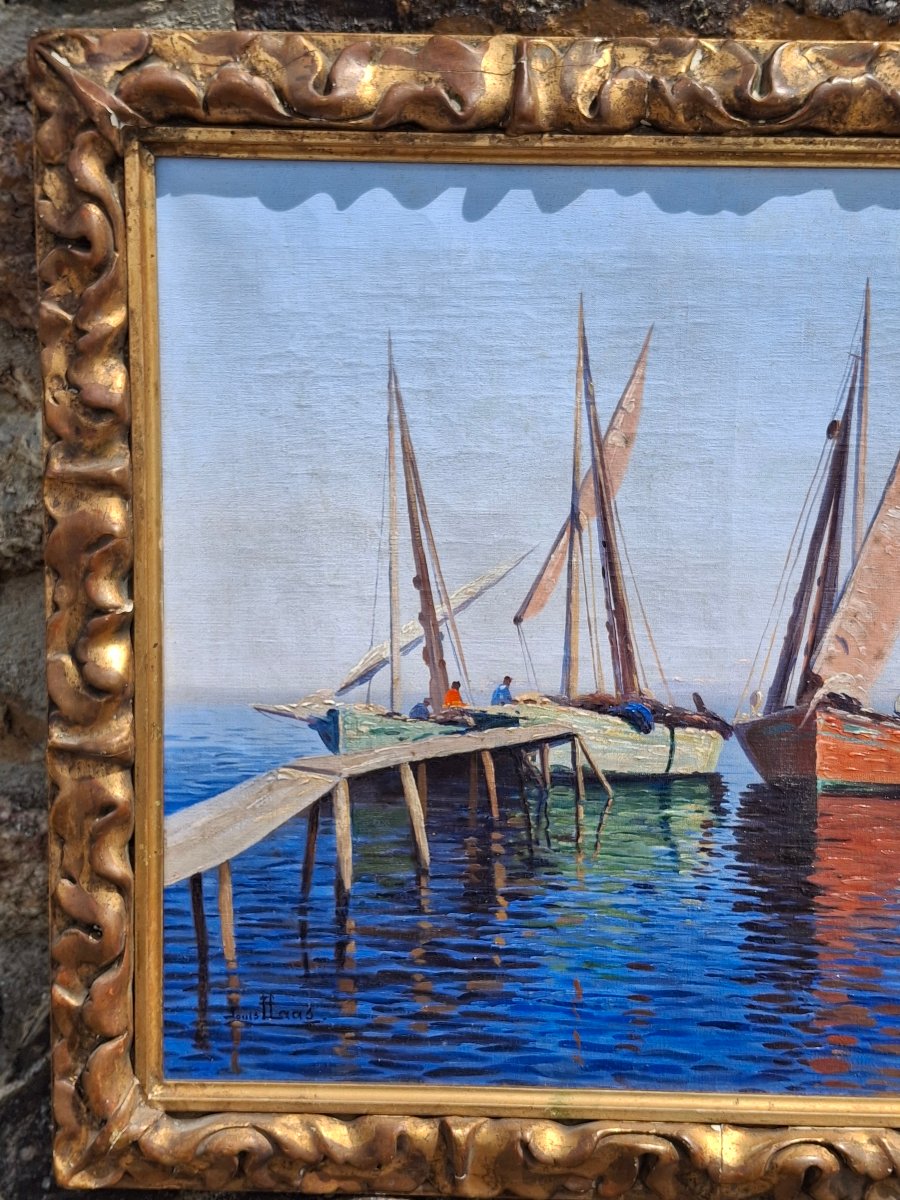 Oil On Canvas: Sailboats Near Saint-tropez By Louis Haas (1870–1923)-photo-2