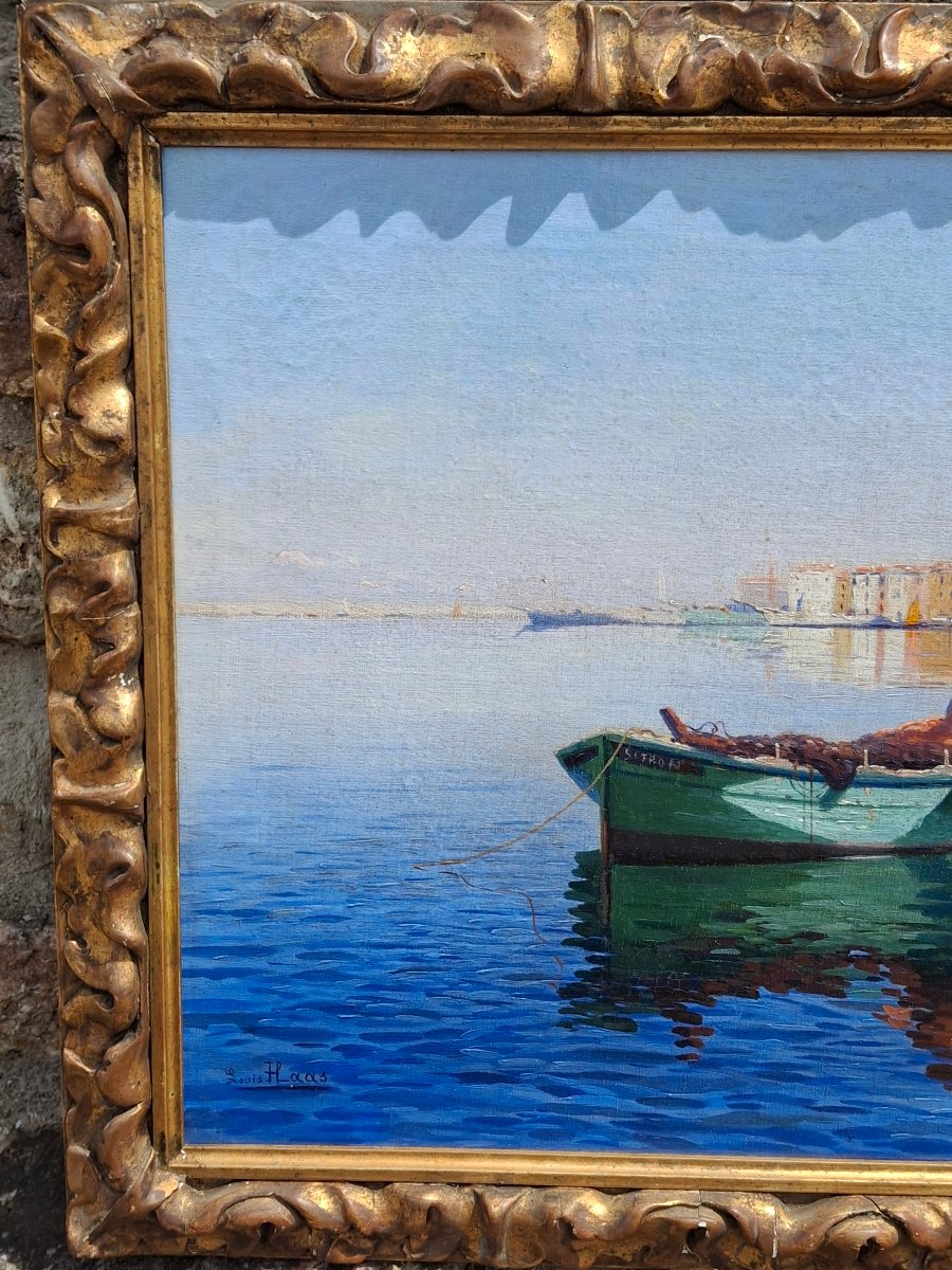 Oil On Canvas: Port Of Saint-tropez By Louis Haas (1870–1923)-photo-2