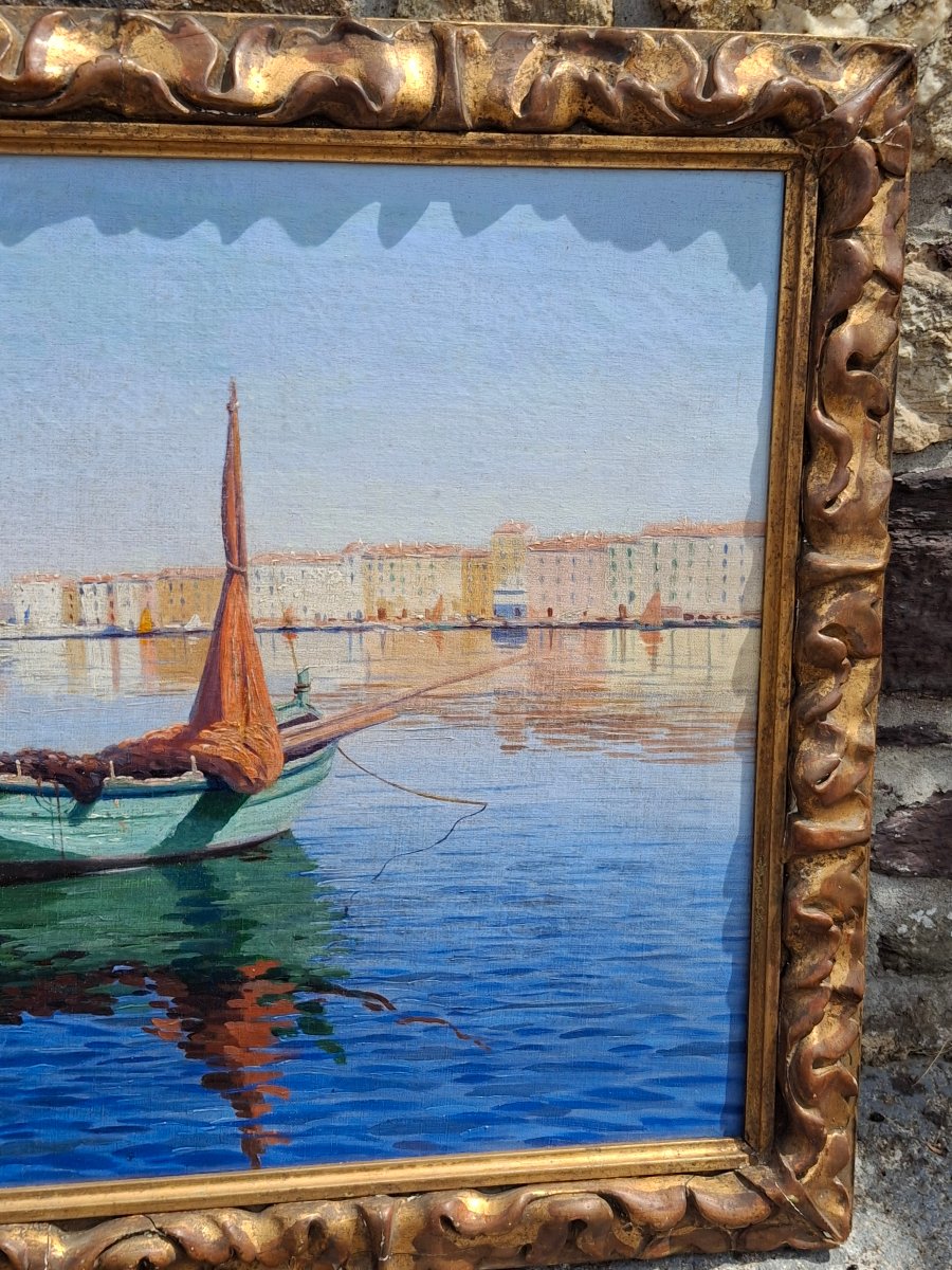 Oil On Canvas: Port Of Saint-tropez By Louis Haas (1870–1923)-photo-3