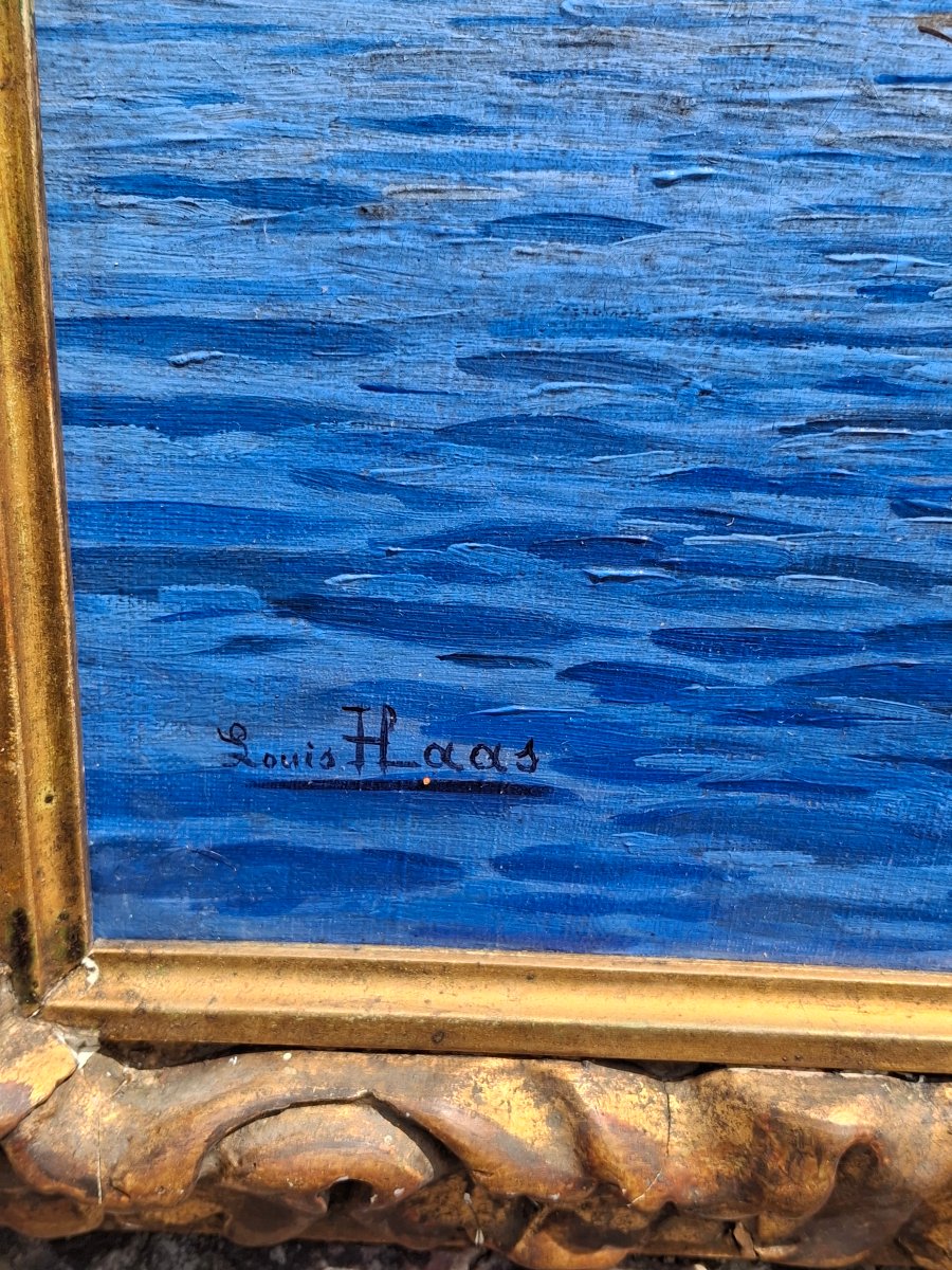 Oil On Canvas: Port Of Saint-tropez By Louis Haas (1870–1923)-photo-4