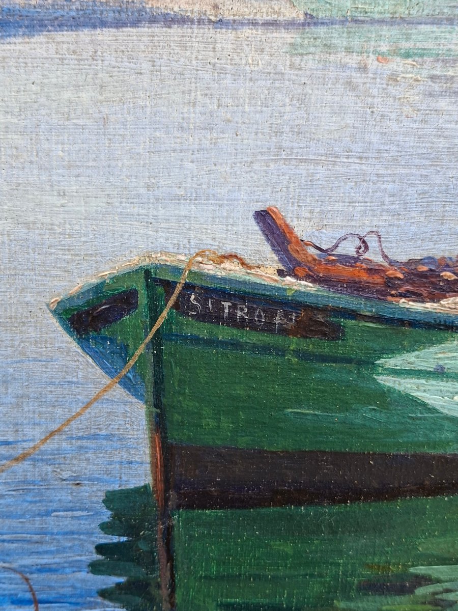 Oil On Canvas: Port Of Saint-tropez By Louis Haas (1870–1923)-photo-3